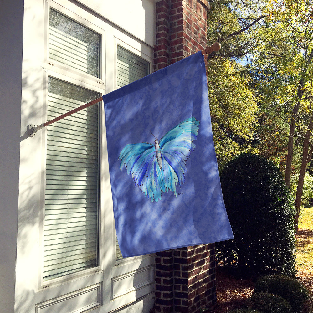 Butterfly on Slate Blue Flag Canvas House Size  the-store.com.