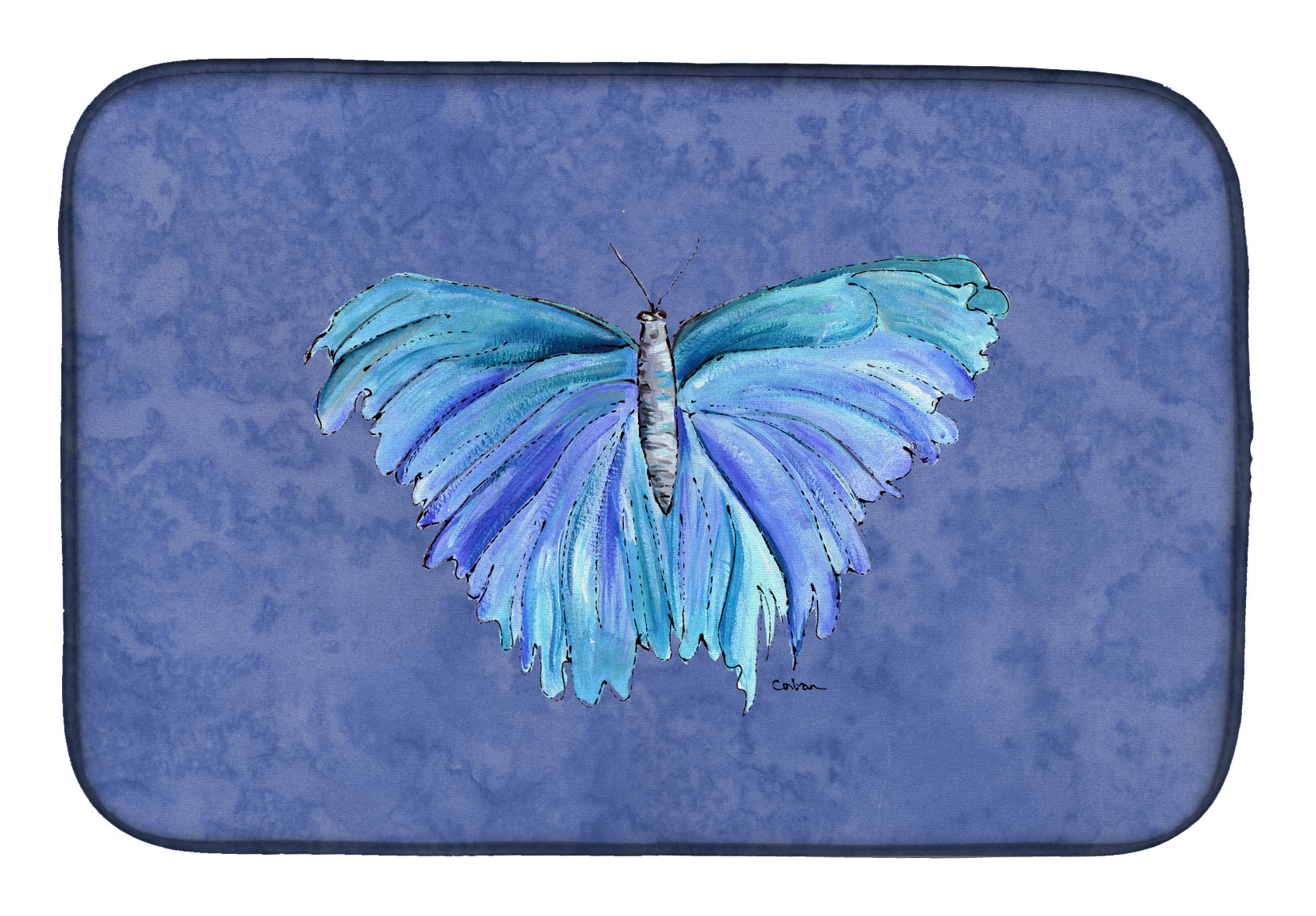 Butterfly on Slate Blue Dish Drying Mat 8855DDM