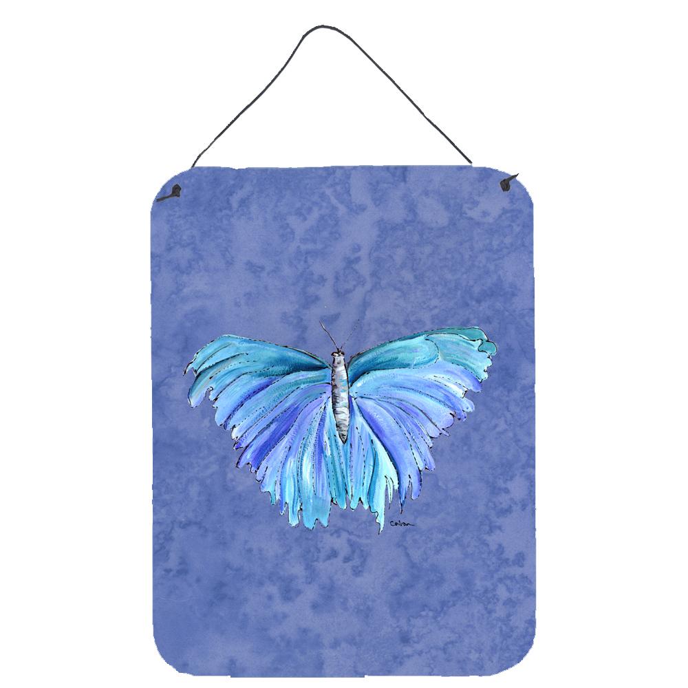 Butterfly on Slate Blue Aluminium Metal Wall or Door Hanging Prints by Caroline&#39;s Treasures