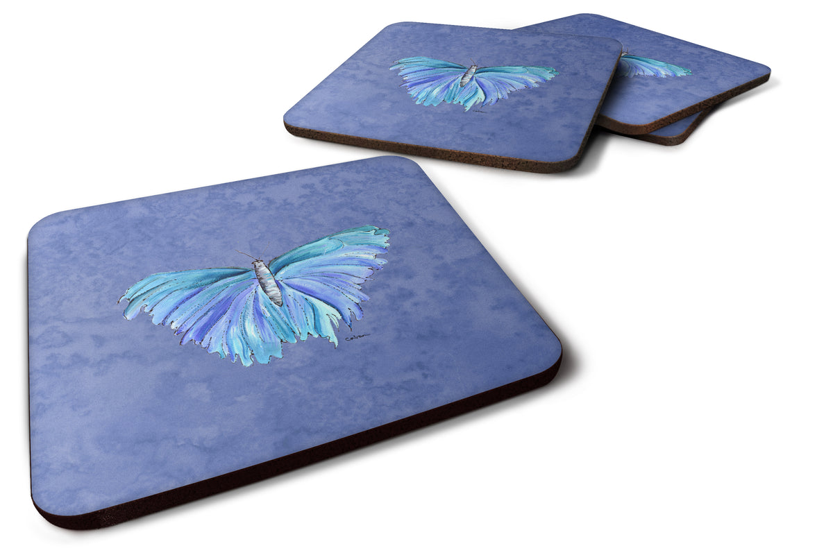 Set of 4 Butterfly on Slate Blue Foam Coasters - the-store.com