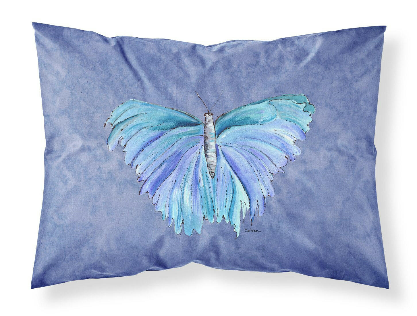 Butterfly on Slate Blue Moisture wicking Fabric standard pillowcase by Caroline's Treasures