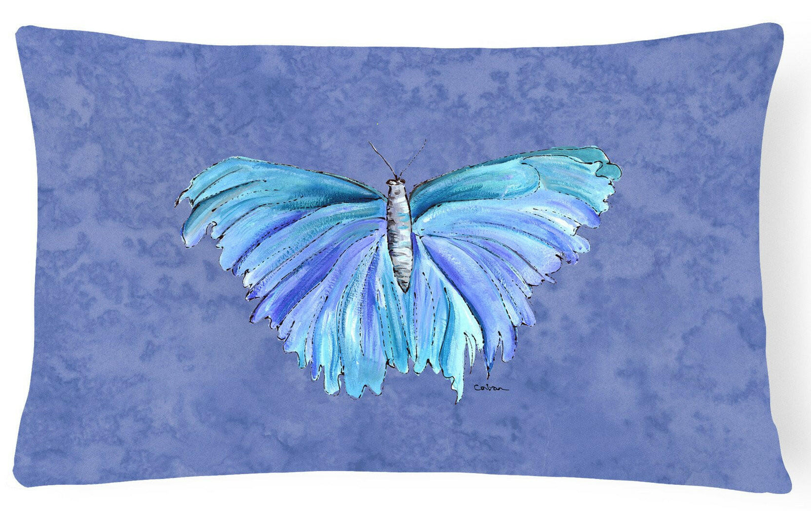 Butterfly on Slate Blue   Canvas Fabric Decorative Pillow by Caroline's Treasures