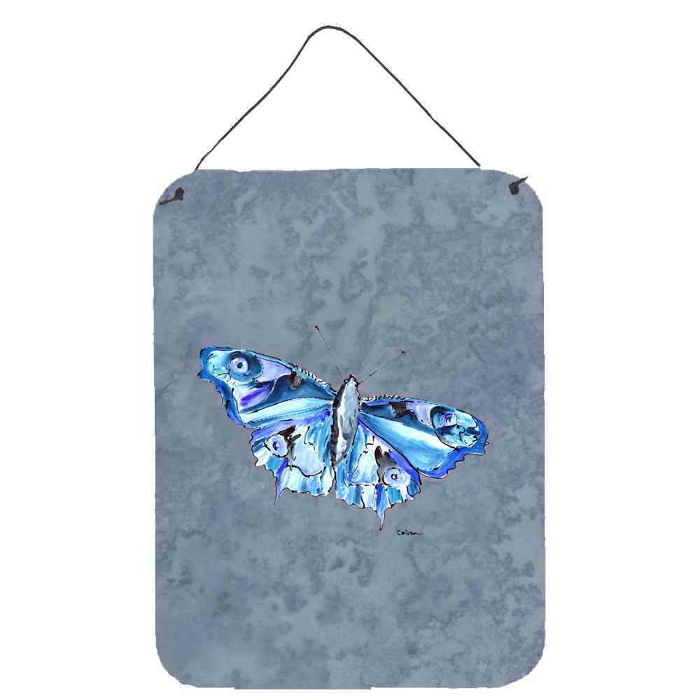 Butterfly on Gray Aluminium Metal Wall or Door Hanging Prints by Caroline&#39;s Treasures