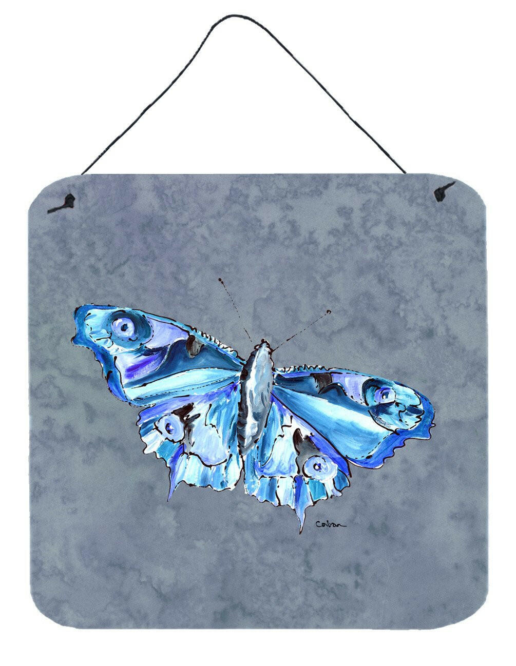 Butterfly on Gray Aluminium Metal Wall or Door Hanging Prints by Caroline&#39;s Treasures