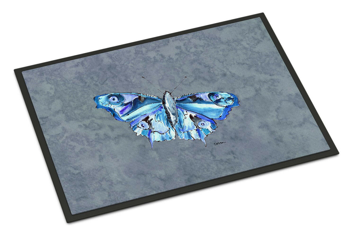 Butterfly on Gray Indoor or Outdoor Mat 24x36 Doormat - the-store.com