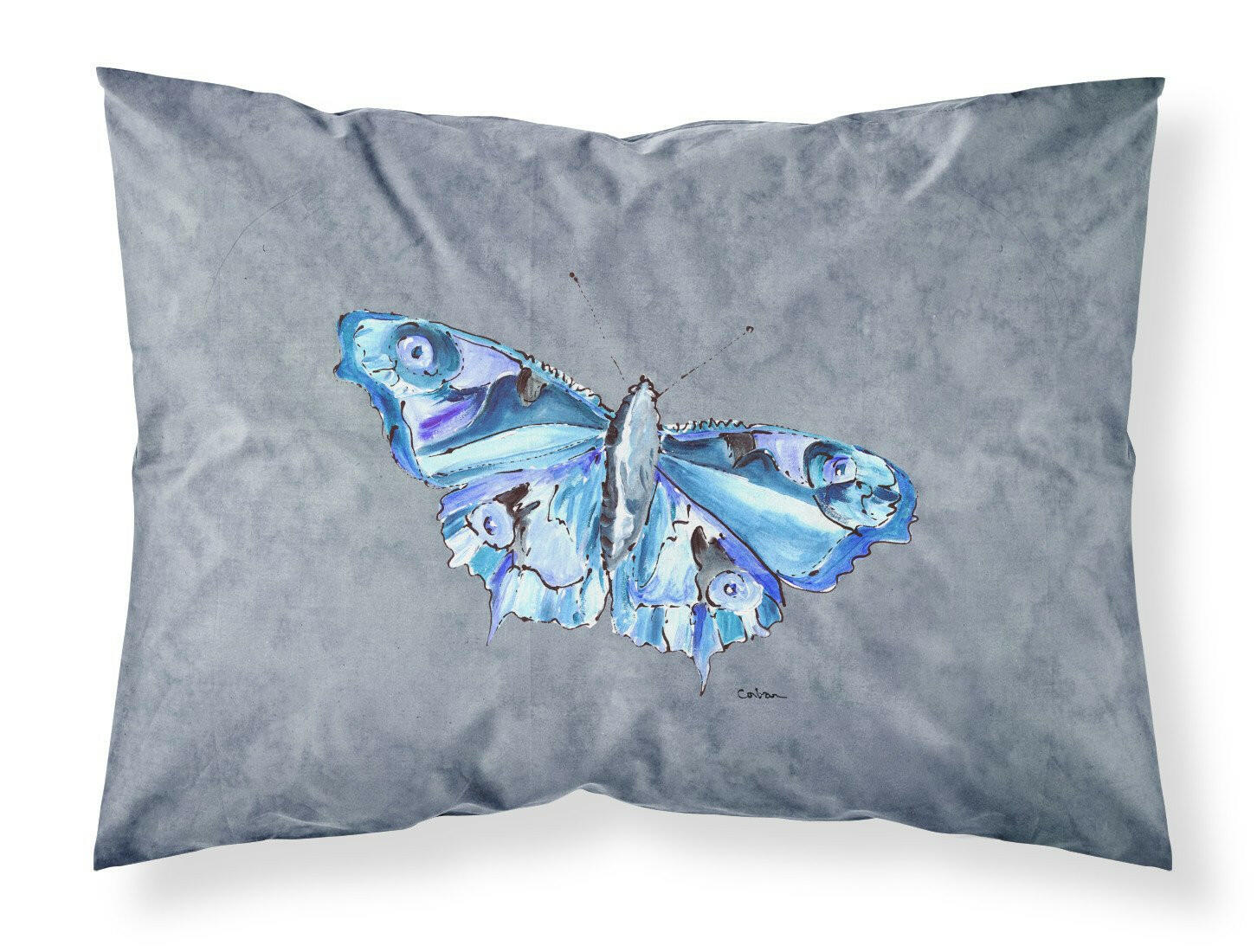 Butterfly on Gray Moisture wicking Fabric standard pillowcase by Caroline's Treasures