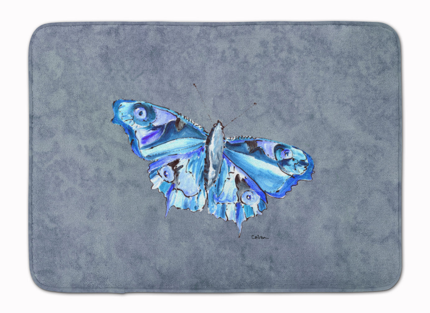 Butterfly on Gray Machine Washable Memory Foam Mat 8856RUG - the-store.com