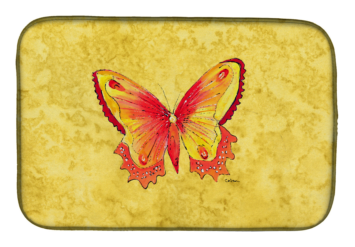 Butterfly on Yellow Dish Drying Mat 8857DDM