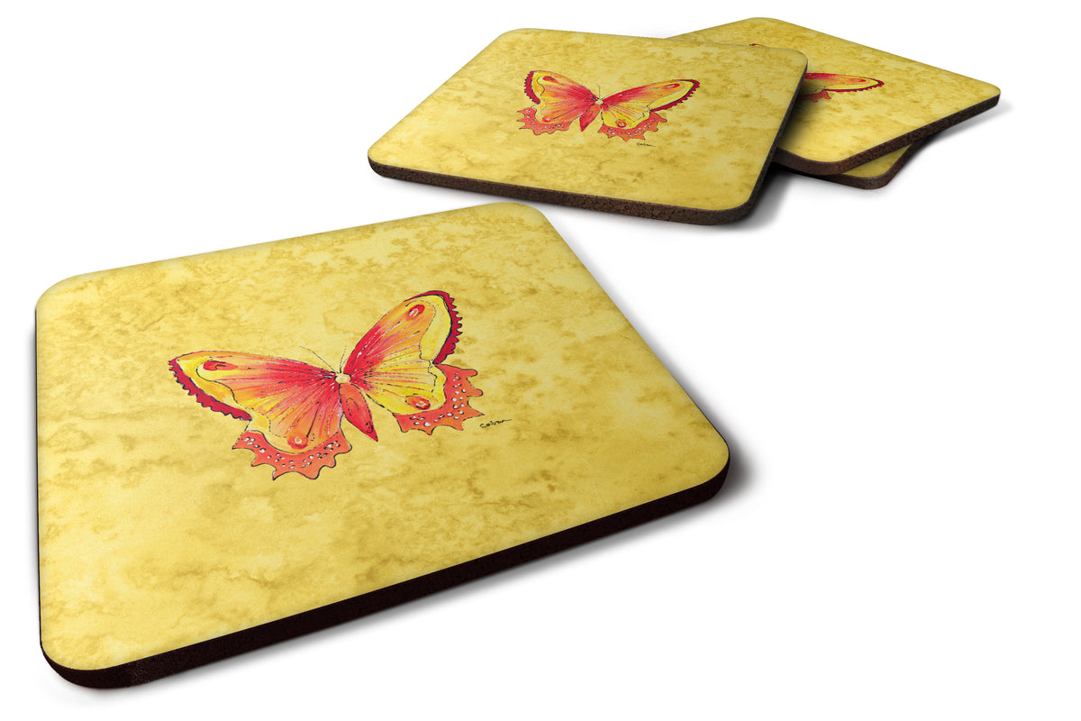 Set of 4 Butterfly on Yellow Foam Coasters - the-store.com