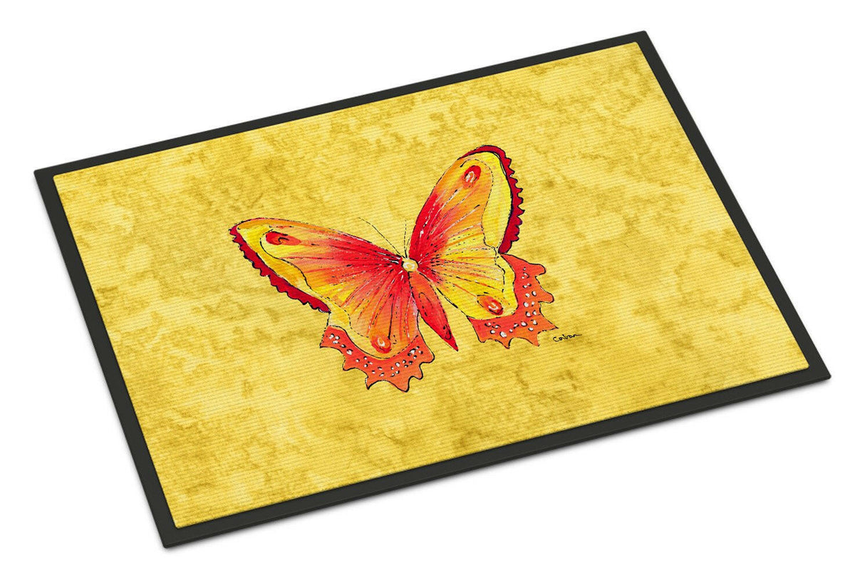 Butterfly on Yellow Indoor or Outdoor Mat 24x36 Doormat - the-store.com