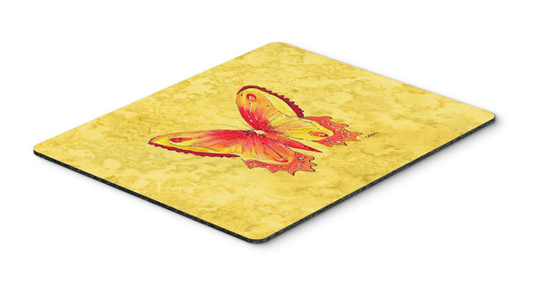 Butterfly on Yellow Mouse Pad, Hot Pad or Trivet by Caroline's Treasures