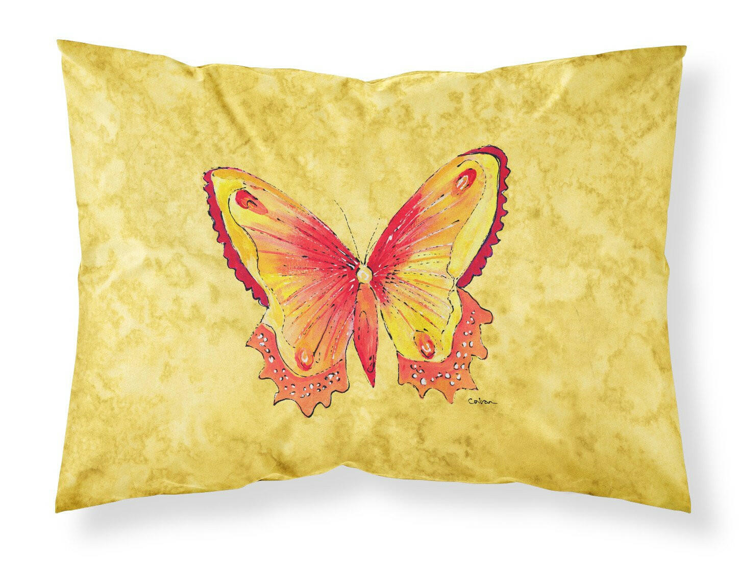 Butterfly on Yellow Moisture wicking Fabric standard pillowcase by Caroline's Treasures