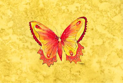 Butterfly on Yellow Fabric Placemat by Caroline&#39;s Treasures
