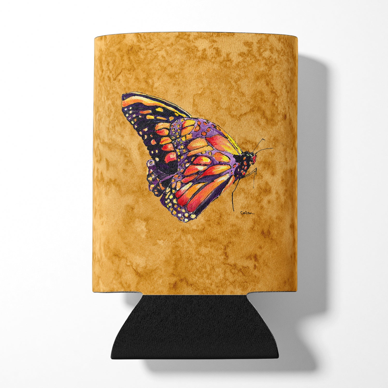 Butterfly on Gold Can or Bottle Beverage Insulator Hugger
