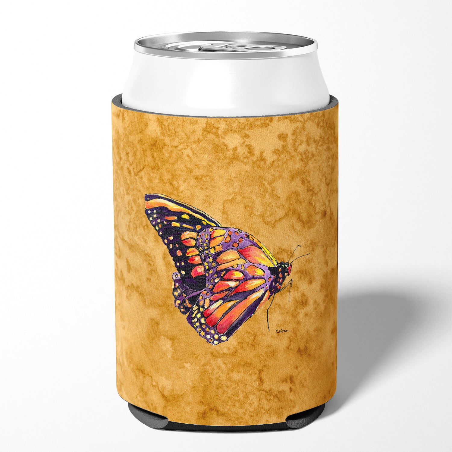 Papillon sur l'or Hugger d'isolateur de boisson de canette ou de bouteille
