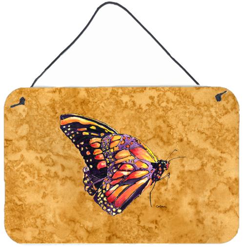 Butterfly on Gold Aluminium Metal Wall or Door Hanging Prints by Caroline&#39;s Treasures
