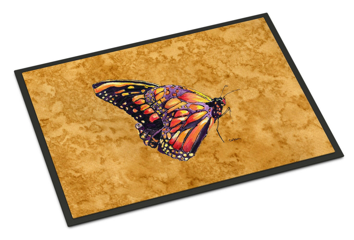 Butterfly on Gold Indoor or Outdoor Mat 18x27 Doormat - the-store.com