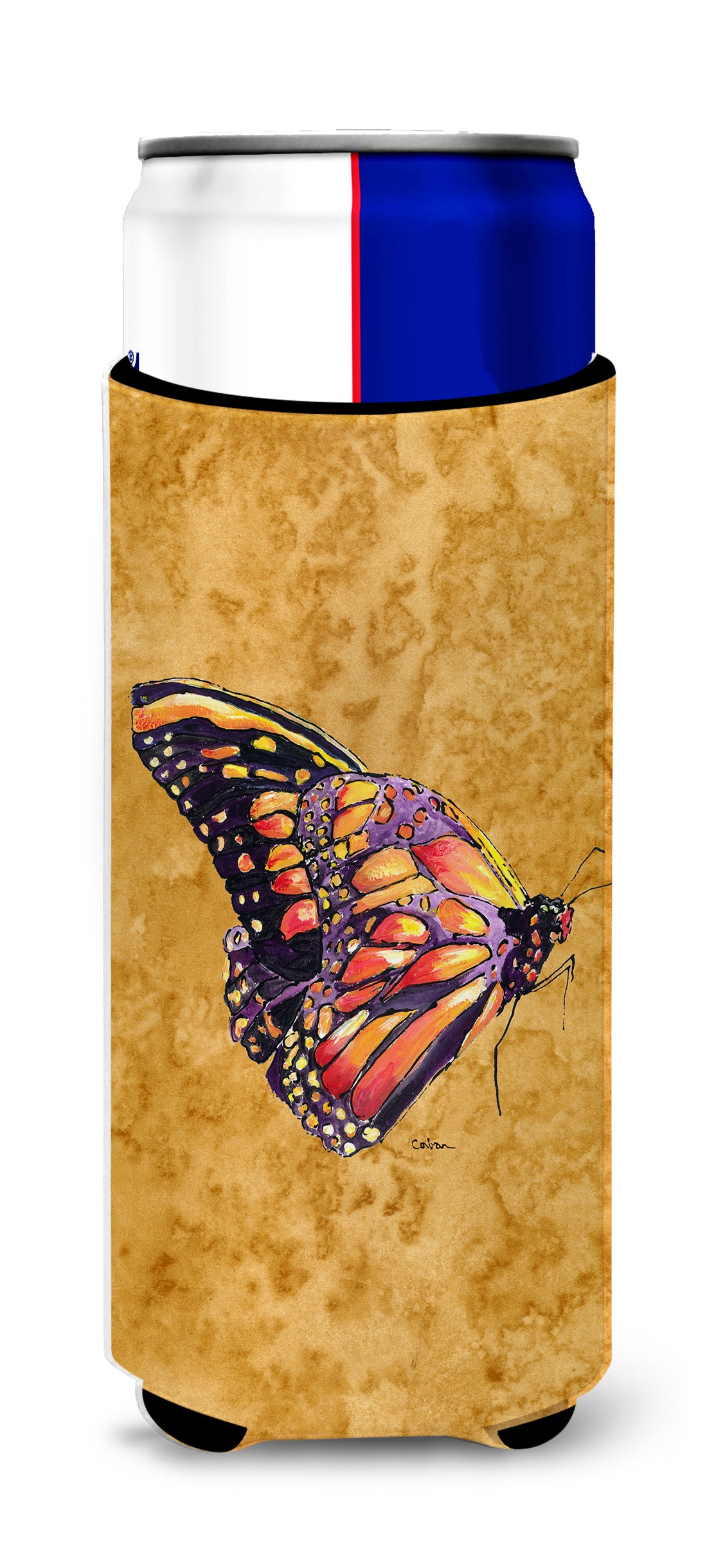 Butterfly on Gold Ultra Beverage Insulators for slim cans 8858MUK.