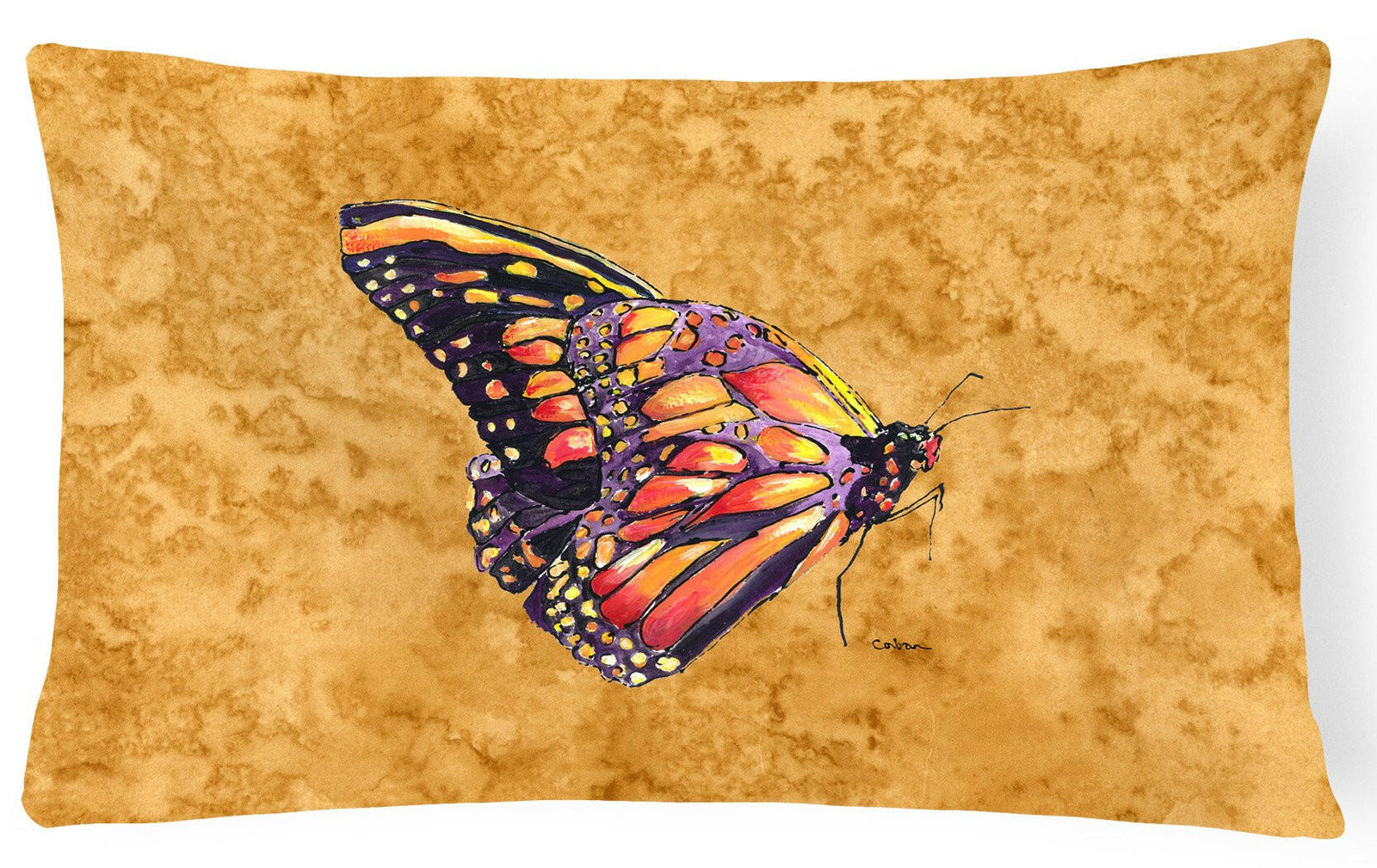 Butterfly on Gold   Canvas Fabric Decorative Pillow by Caroline's Treasures