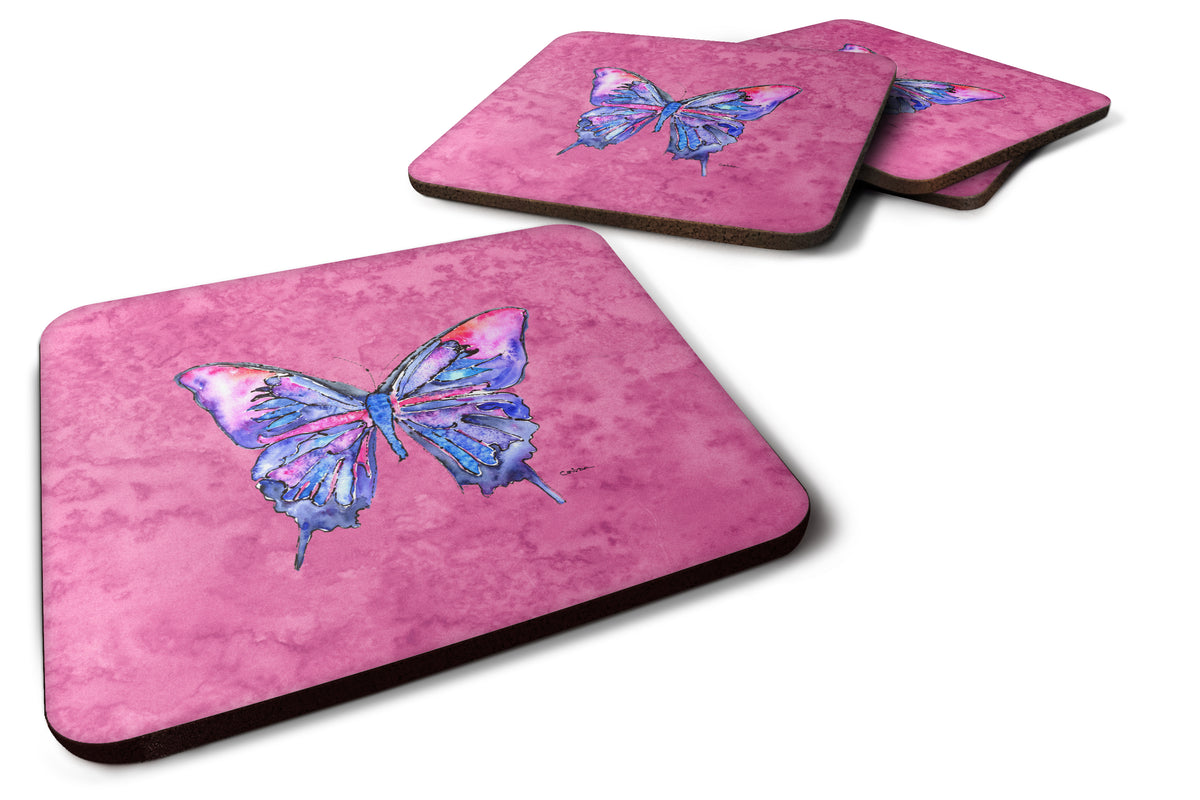 Set of 4 Butterfly on Pink Foam Coasters - the-store.com