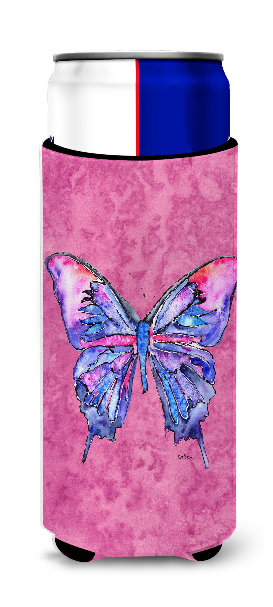 Butterfly on Pink Ultra Beverage Insulators for slim cans 8859MUK