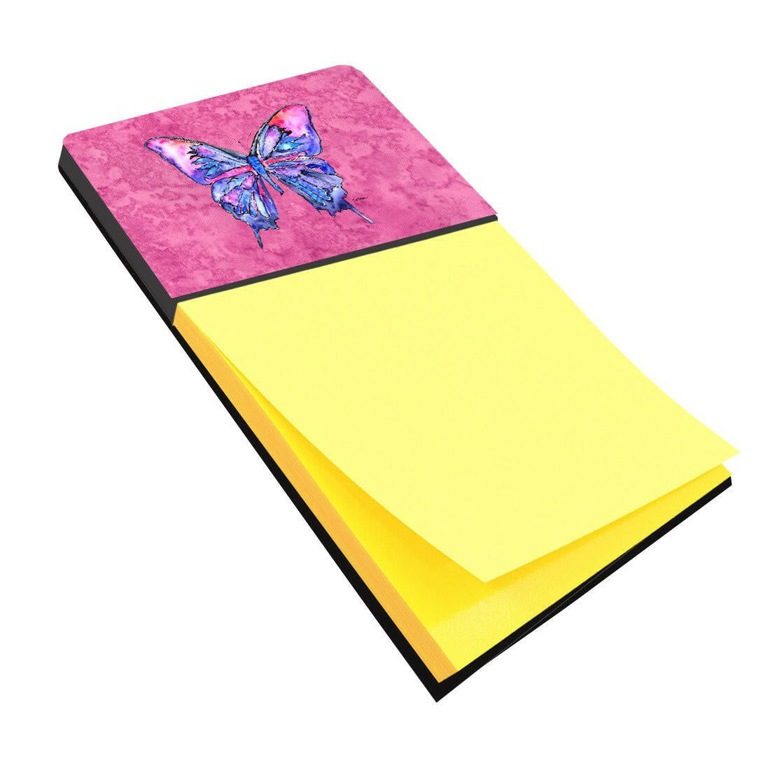 Butterfly on Pink Refiillable Sticky Note Holder or Postit Note Dispenser 8859SN by Caroline's Treasures