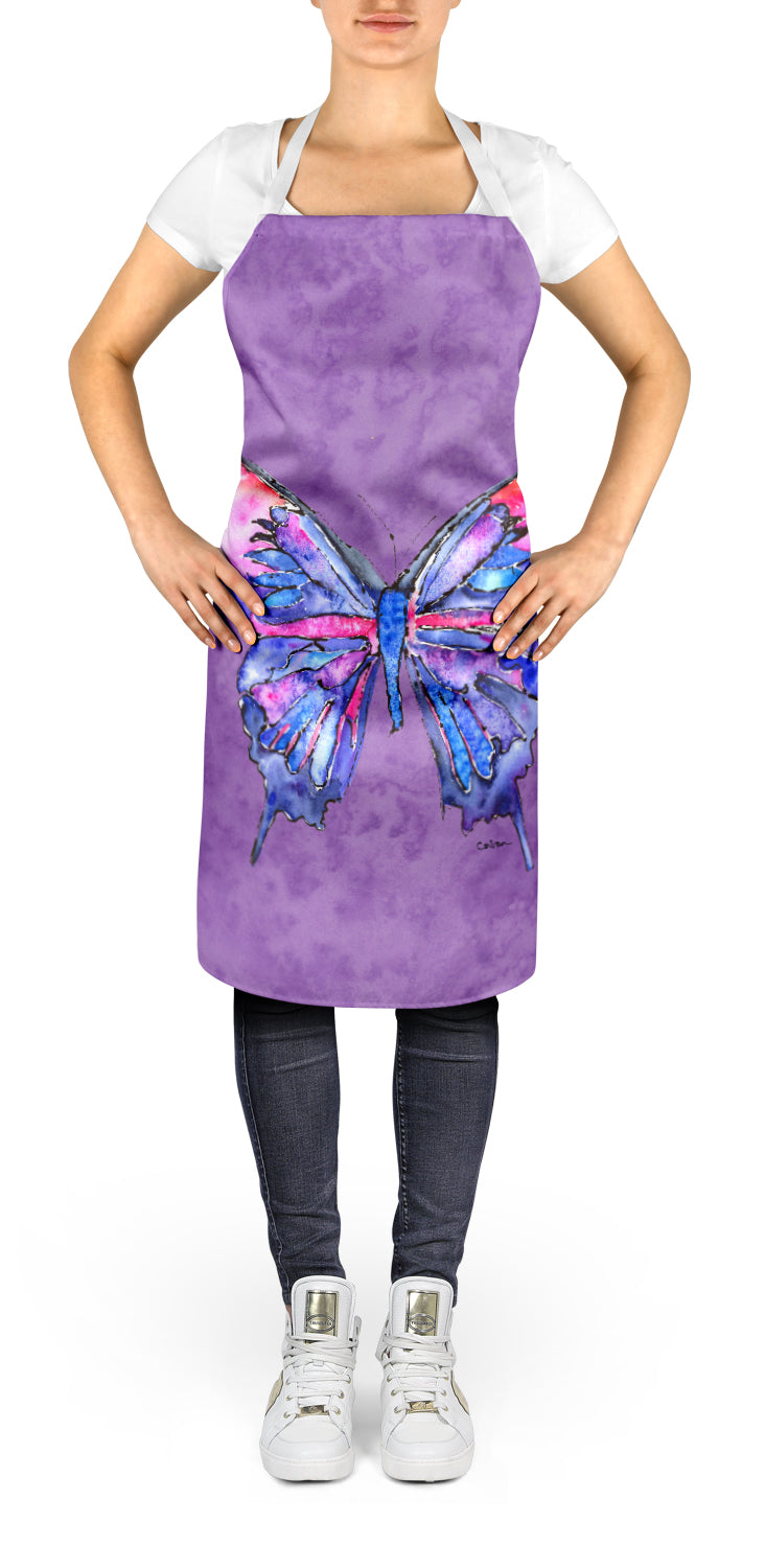 Papillon sur tablier violet