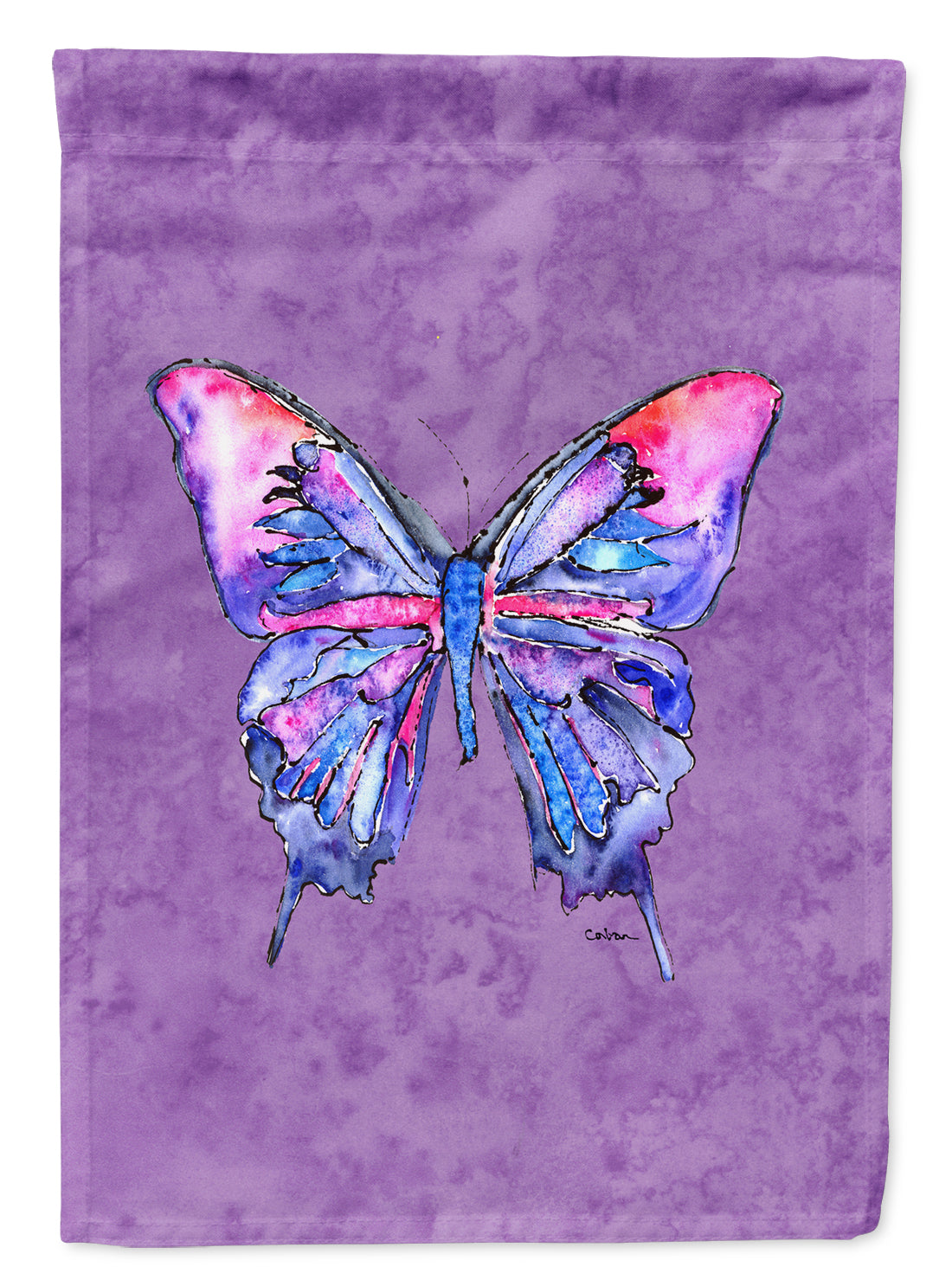 Butterfly on Purple Flag Canvas House Size  the-store.com.