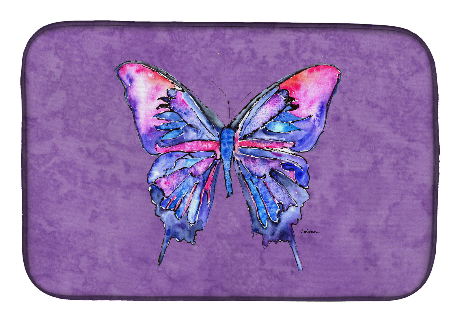Butterfly on Purple Dish Drying Mat 8860DDM  the-store.com.