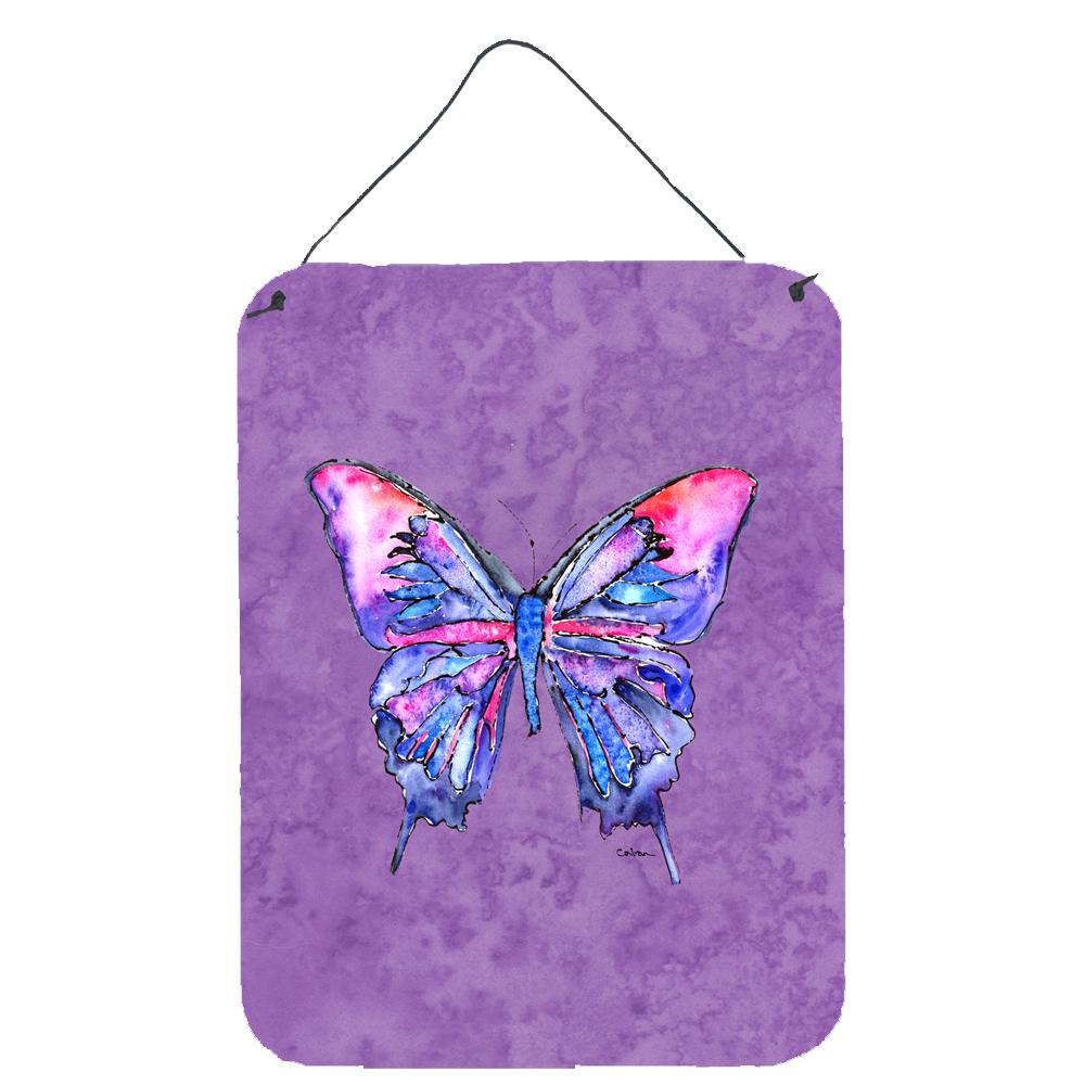 Butterfly on Purple Aluminium Metal Wall or Door Hanging Prints by Caroline's Treasures