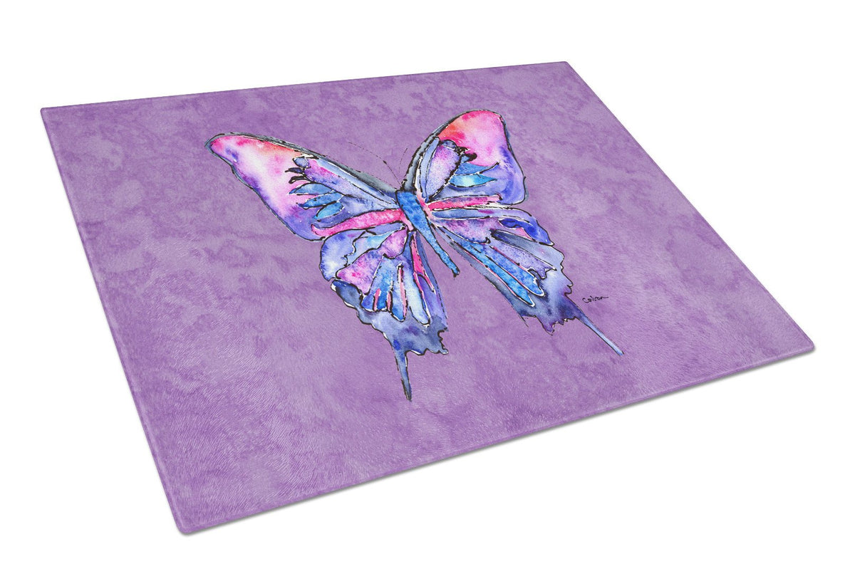 Butterfly on Purple Glass Cutting Board Large by Caroline&#39;s Treasures
