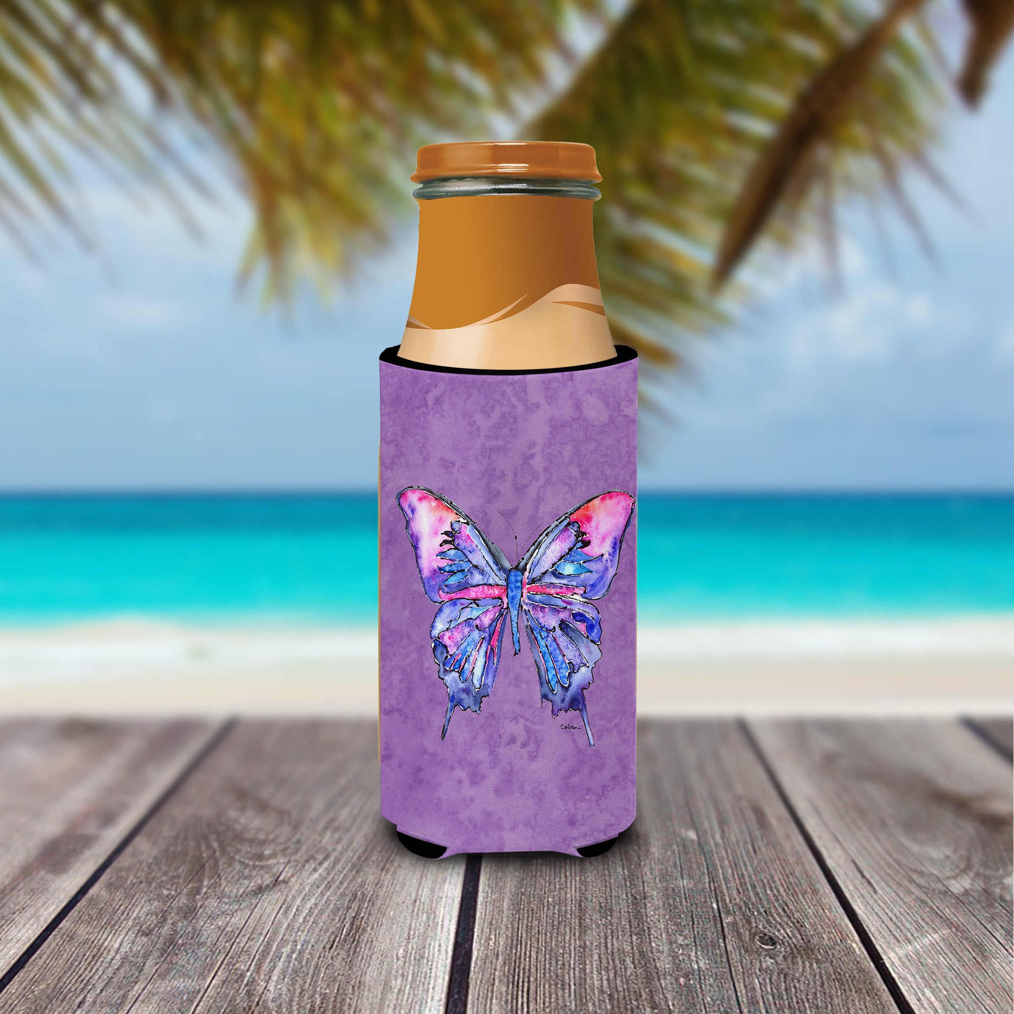 Butterfly on Purple Ultra Beverage Insulators for slim cans 8860MUK