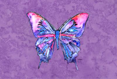 Butterfly on Purple Fabric Placemat by Caroline&#39;s Treasures