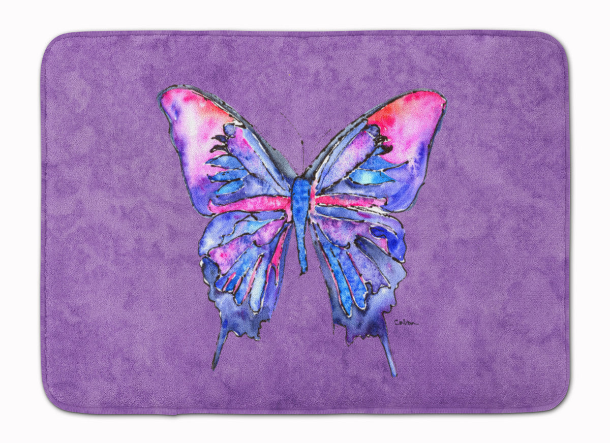 Butterfly on Purple Machine Washable Memory Foam Mat 8860RUG - the-store.com