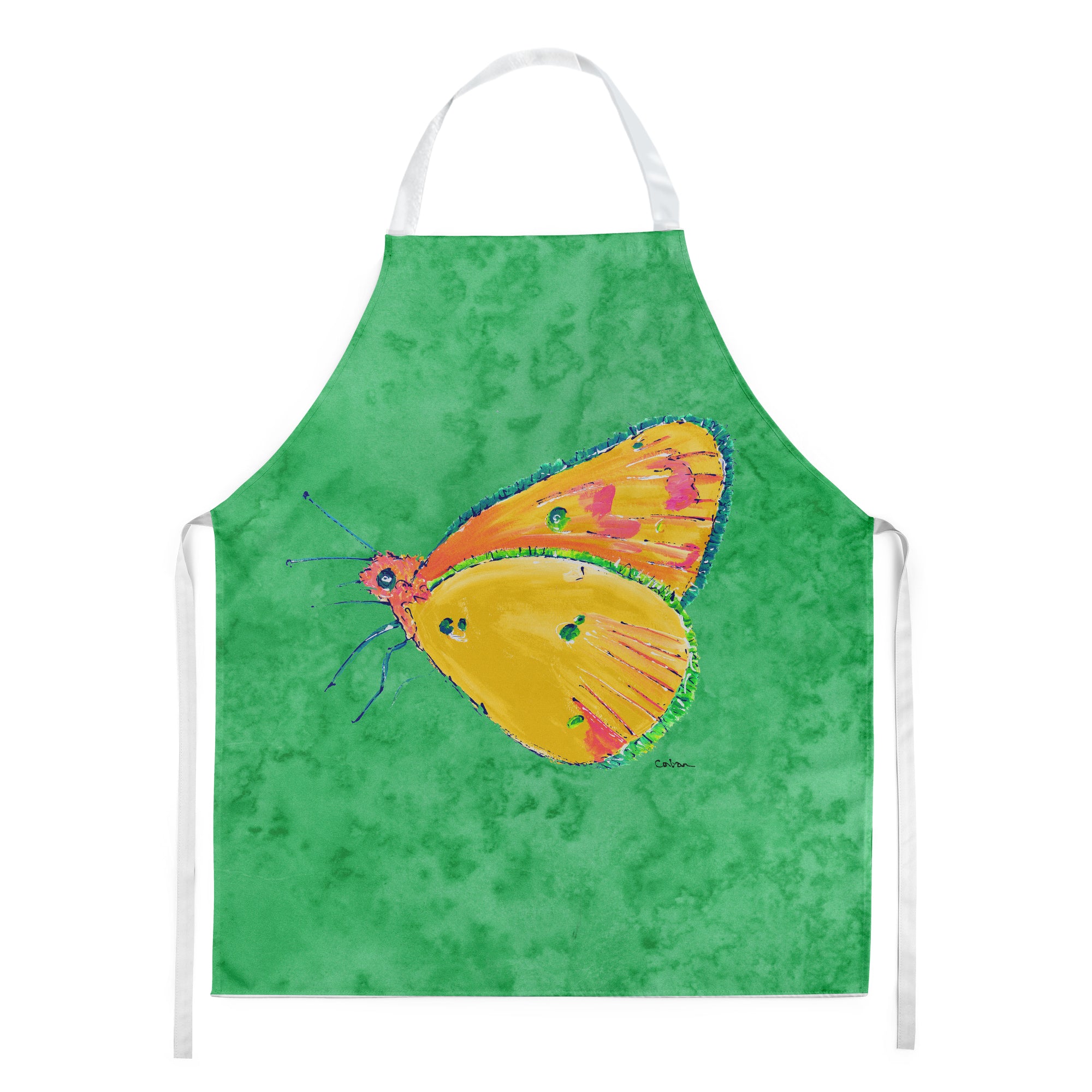 Butterfly Orange on Green Apron  the-store.com.