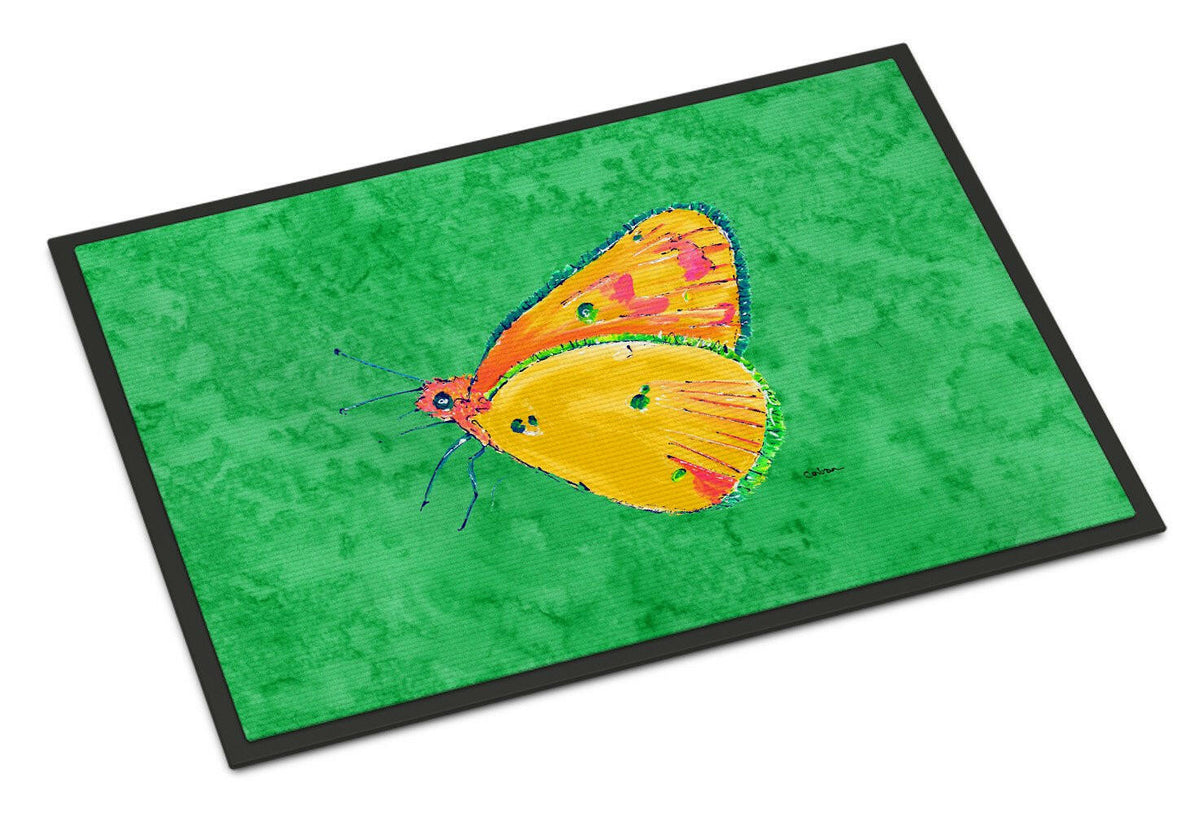 Butterfly Orange on Green Indoor or Outdoor Mat 24x36 Doormat - the-store.com