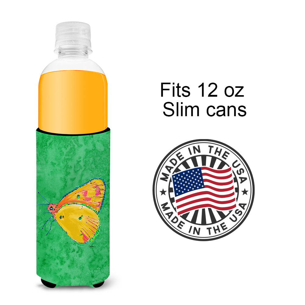 Butterfly Orange on Green Ultra Beverage Insulators for slim cans 8861MUK.