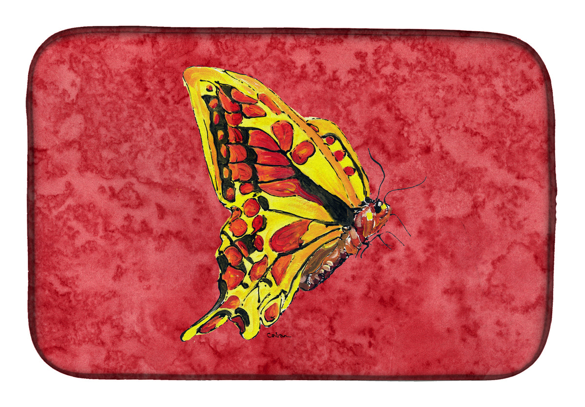 Butterfly on Red Dish Drying Mat 8862DDM