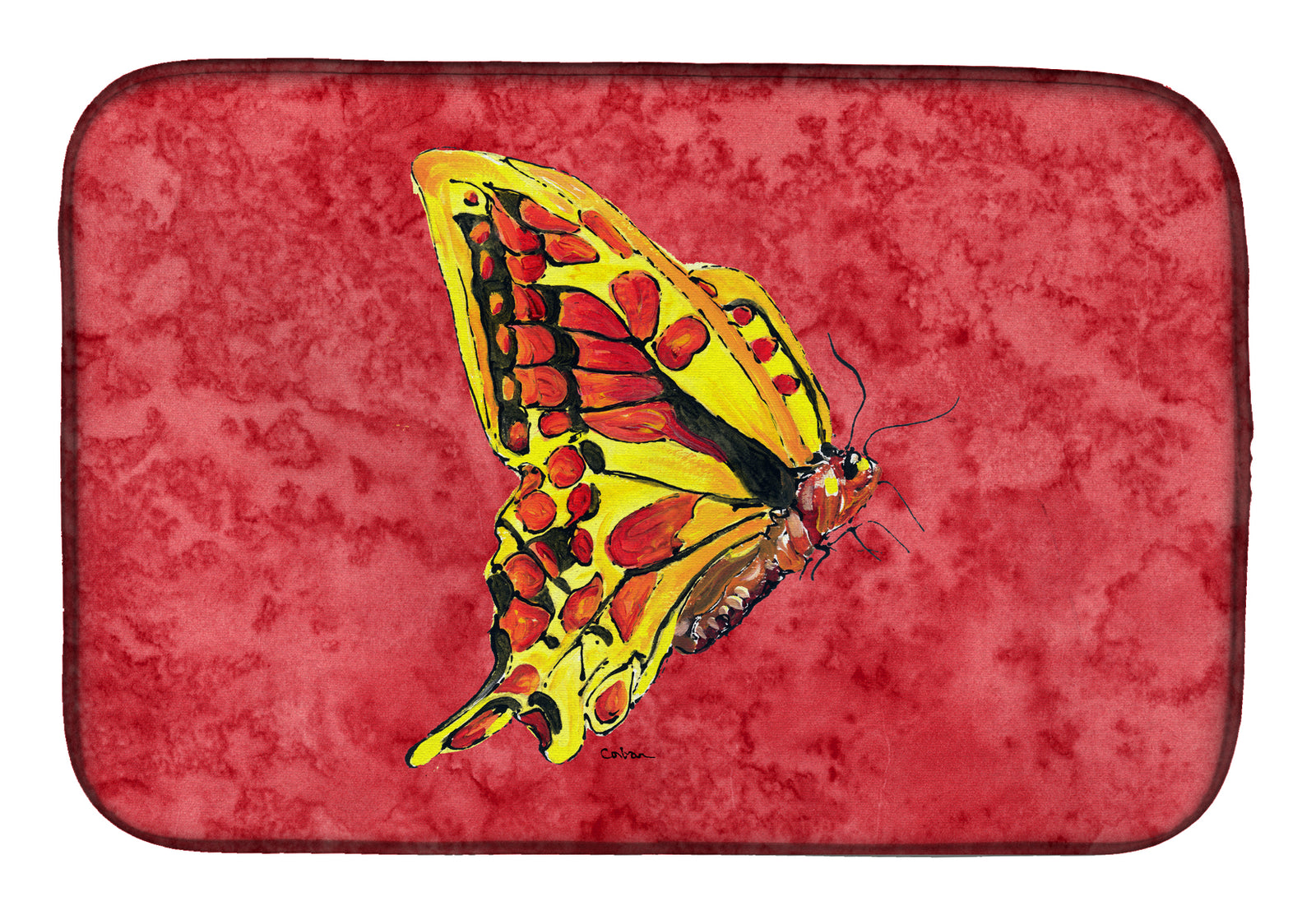 Butterfly on Red Dish Drying Mat 8862DDM  the-store.com.