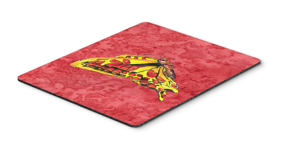 Butterfly on Red Mouse Pad, Hot Pad or Trivet by Caroline&#39;s Treasures