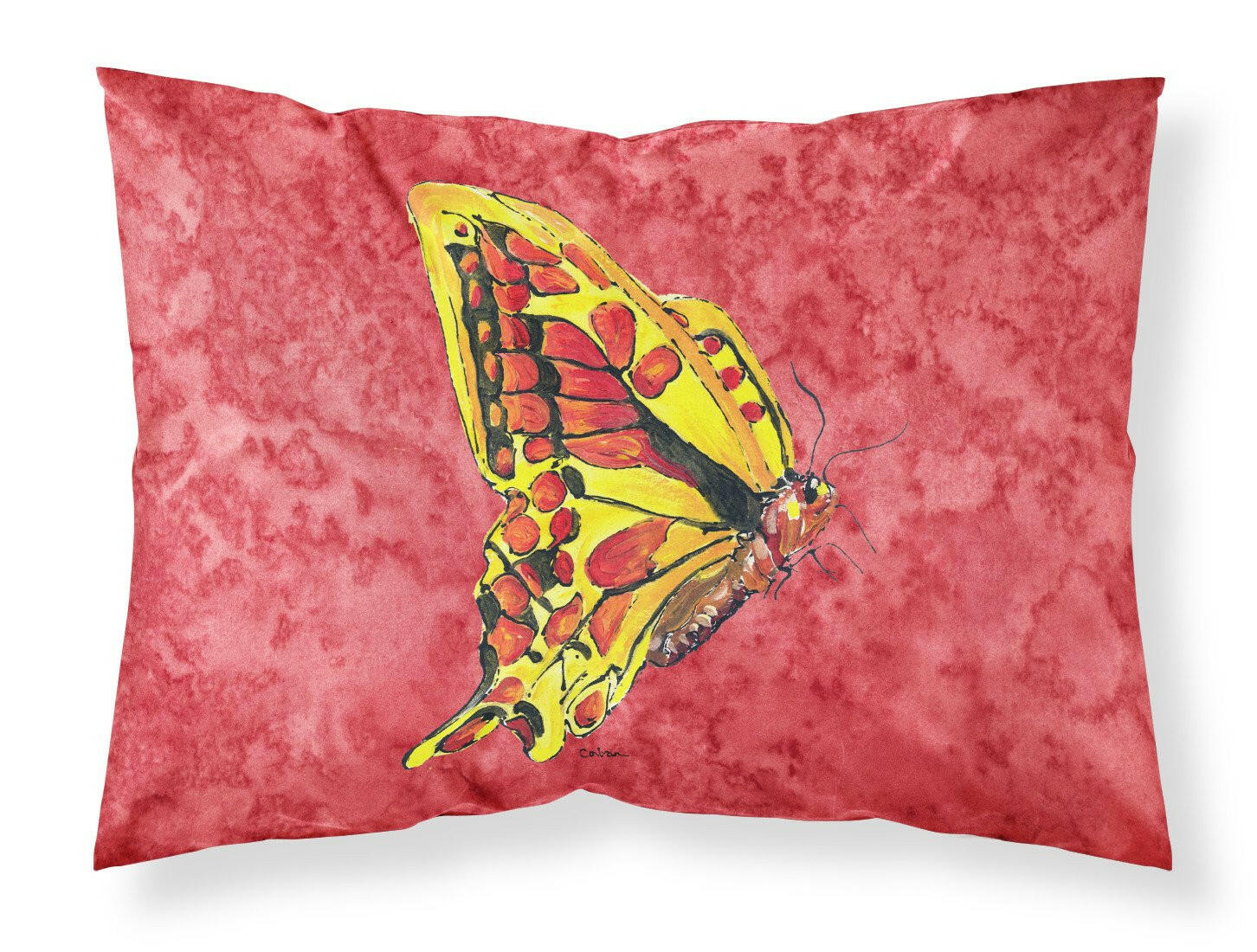 Butterfly on Red Moisture wicking Fabric standard pillowcase by Caroline's Treasures