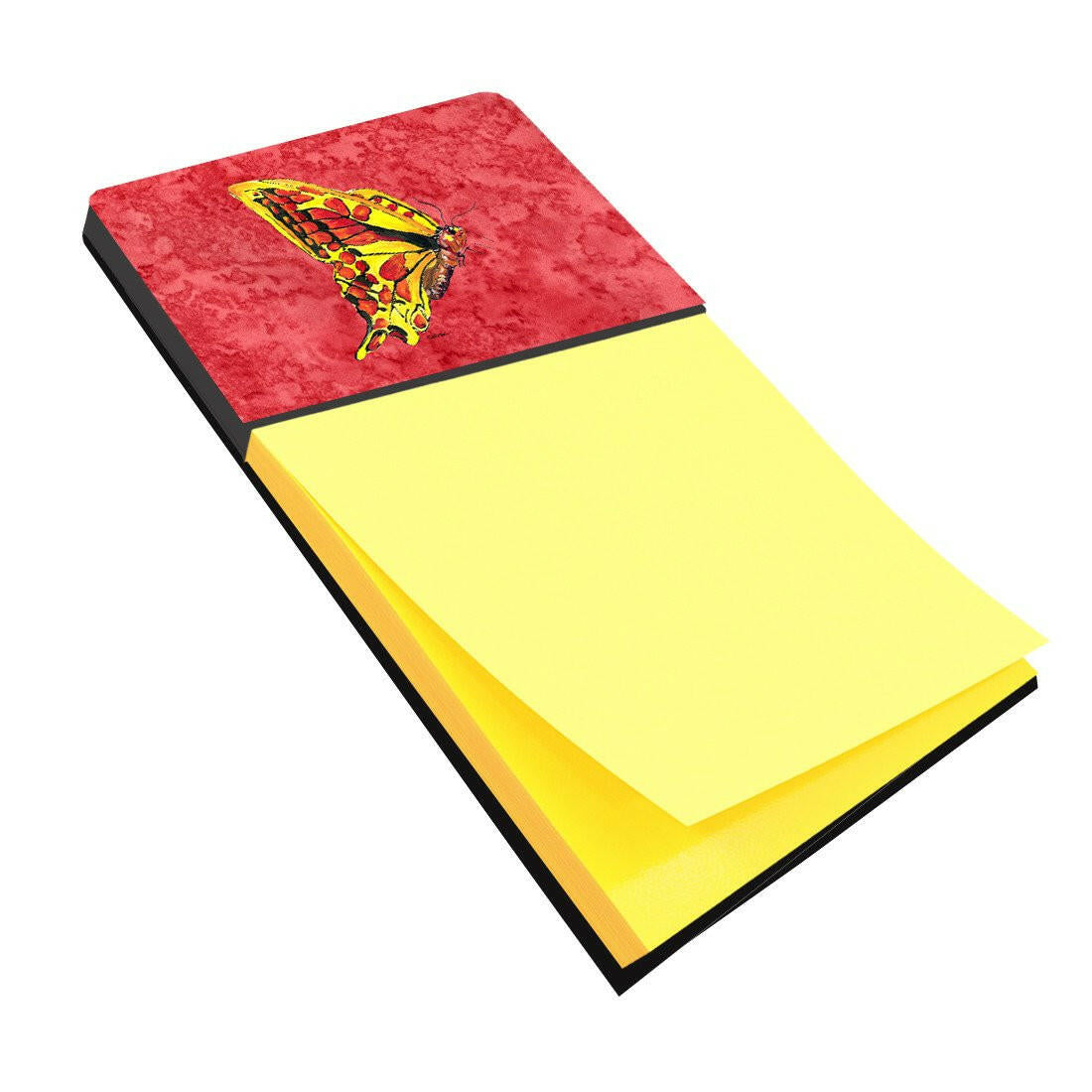 Butterfly on Red Refiillable Sticky Note Holder or Postit Note Dispenser 8862SN by Caroline's Treasures