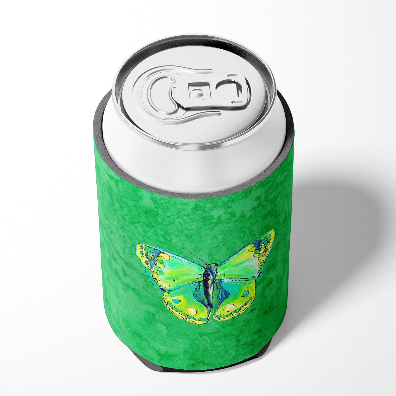 Butterfly Green on Green Can or Bottle Beverage Insulator Hugger