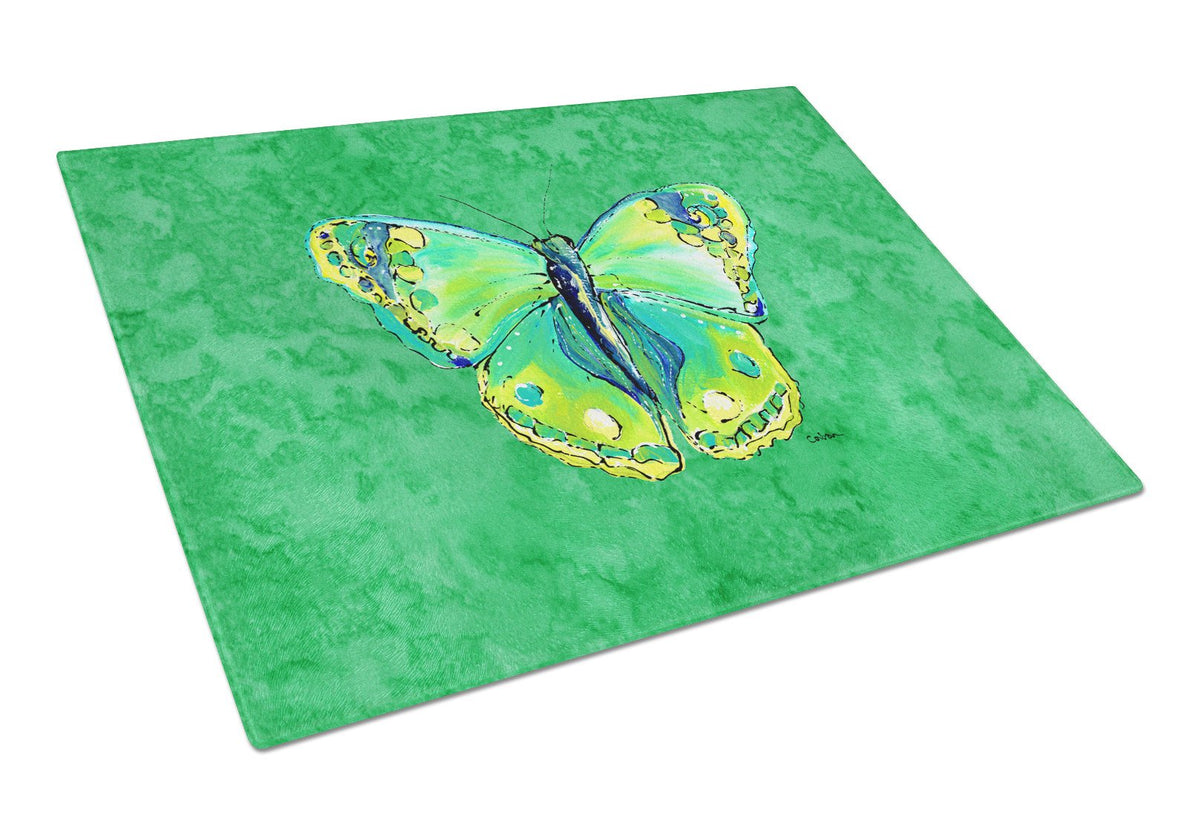 Butterfly Green on Green Glass Cutting Board Large by Caroline&#39;s Treasures