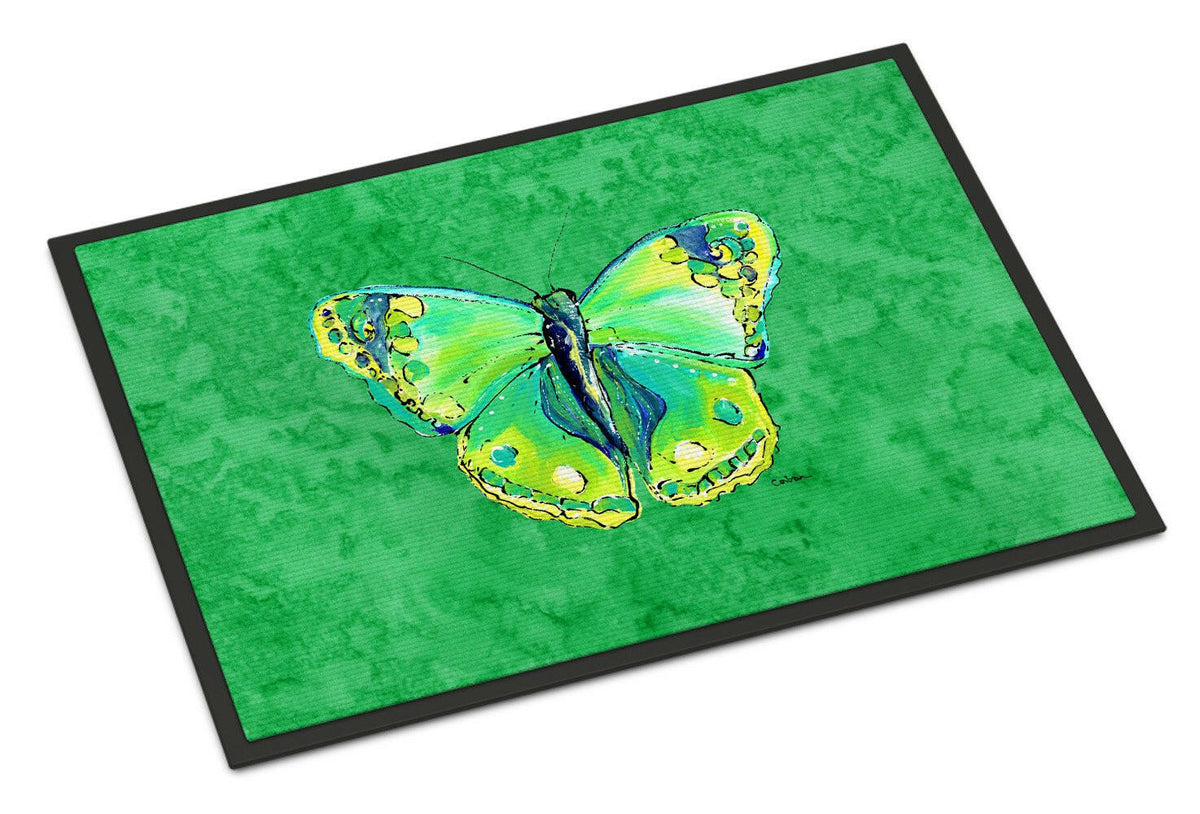 Caroline's Treasures Butterfly Green on Green Doormat - 18x27 Decorative Floor Mat – Indoor/Outdoor Rug with Artistic Flair Doormat