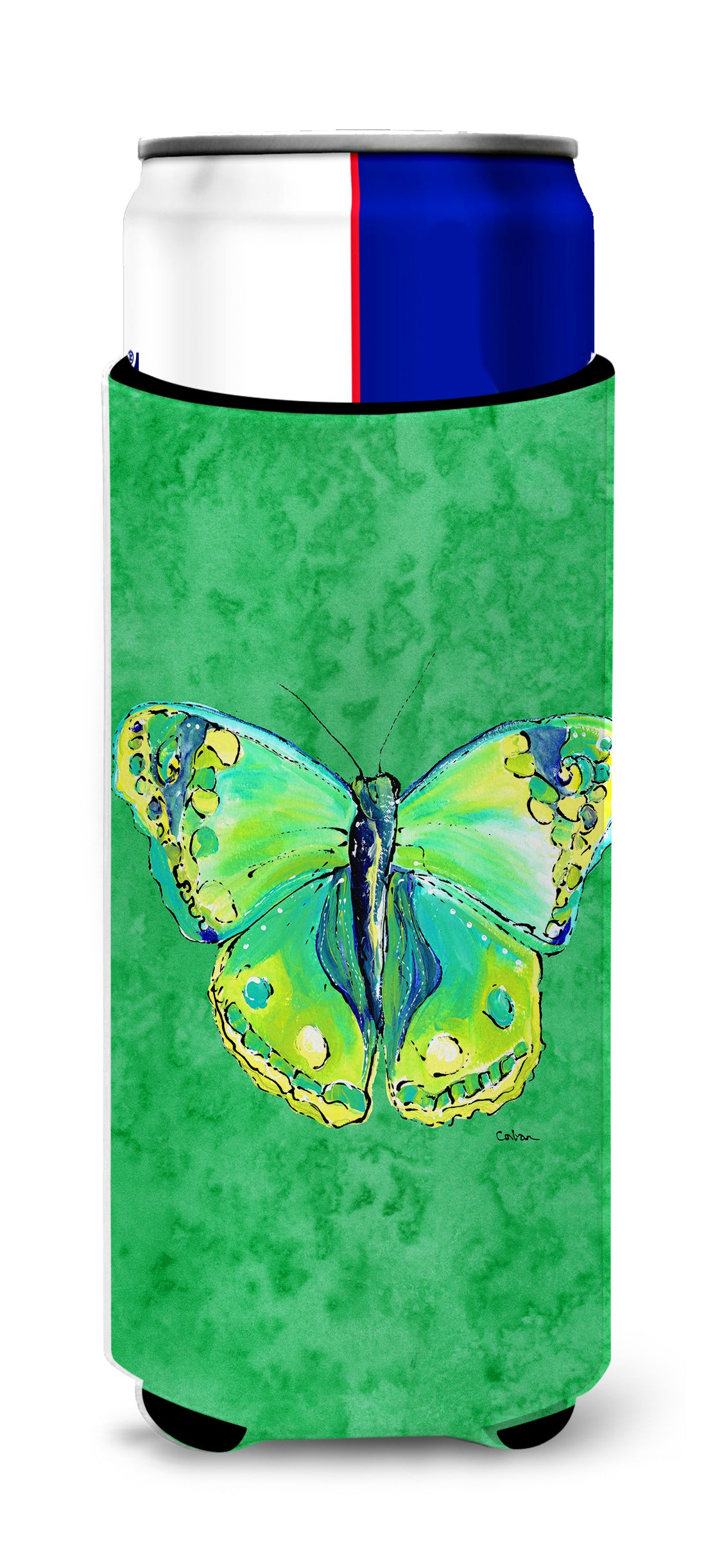 Butterfly Green on Green Ultra Beverage Insulators for slim cans 8863MUK.