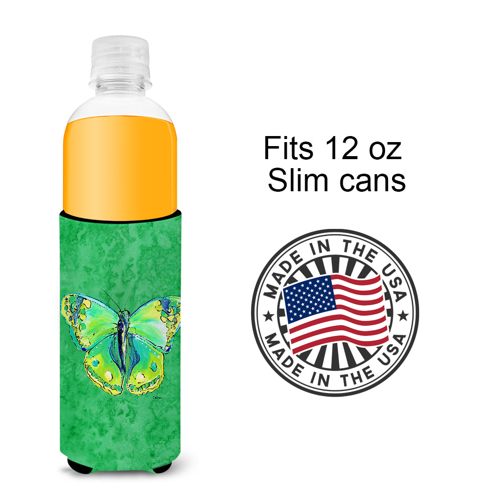 Butterfly Green on Green Ultra Beverage Insulators for slim cans 8863MUK