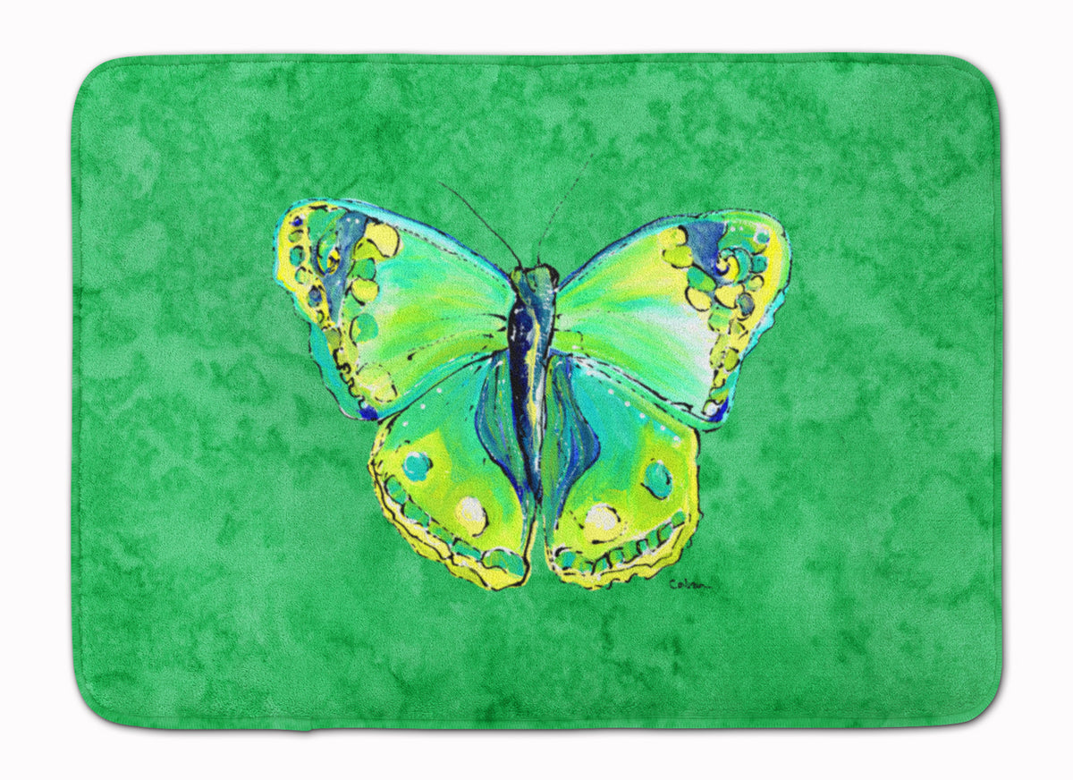 Butterfly Green on Green Machine Washable Memory Foam Mat 8863RUG - the-store.com
