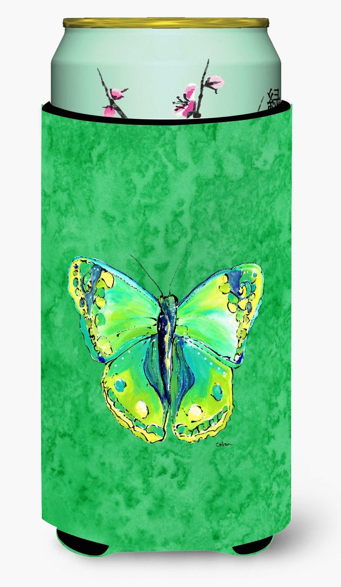 Butterfly Green on Green  Tall Boy Beverage Insulator Beverage Insulator Hugger by Caroline&#39;s Treasures