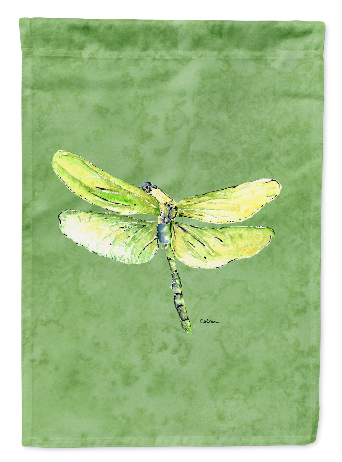 Dragonfly on Avacado Flag Canvas House Size  the-store.com.